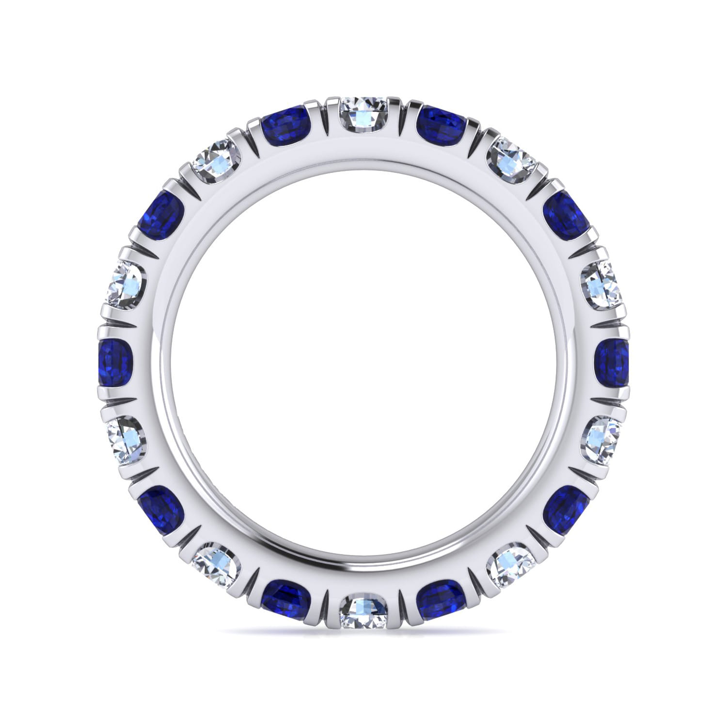 Eternity Band Wedding Ring in 14k White Gold with Round Sapphire at Gabriel & Co. - Shot 2