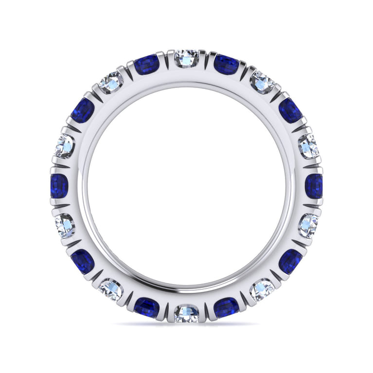 Eternity Band Wedding Ring in 14k White Gold with Round Sapphire at Gabriel & Co. - Shot 2
