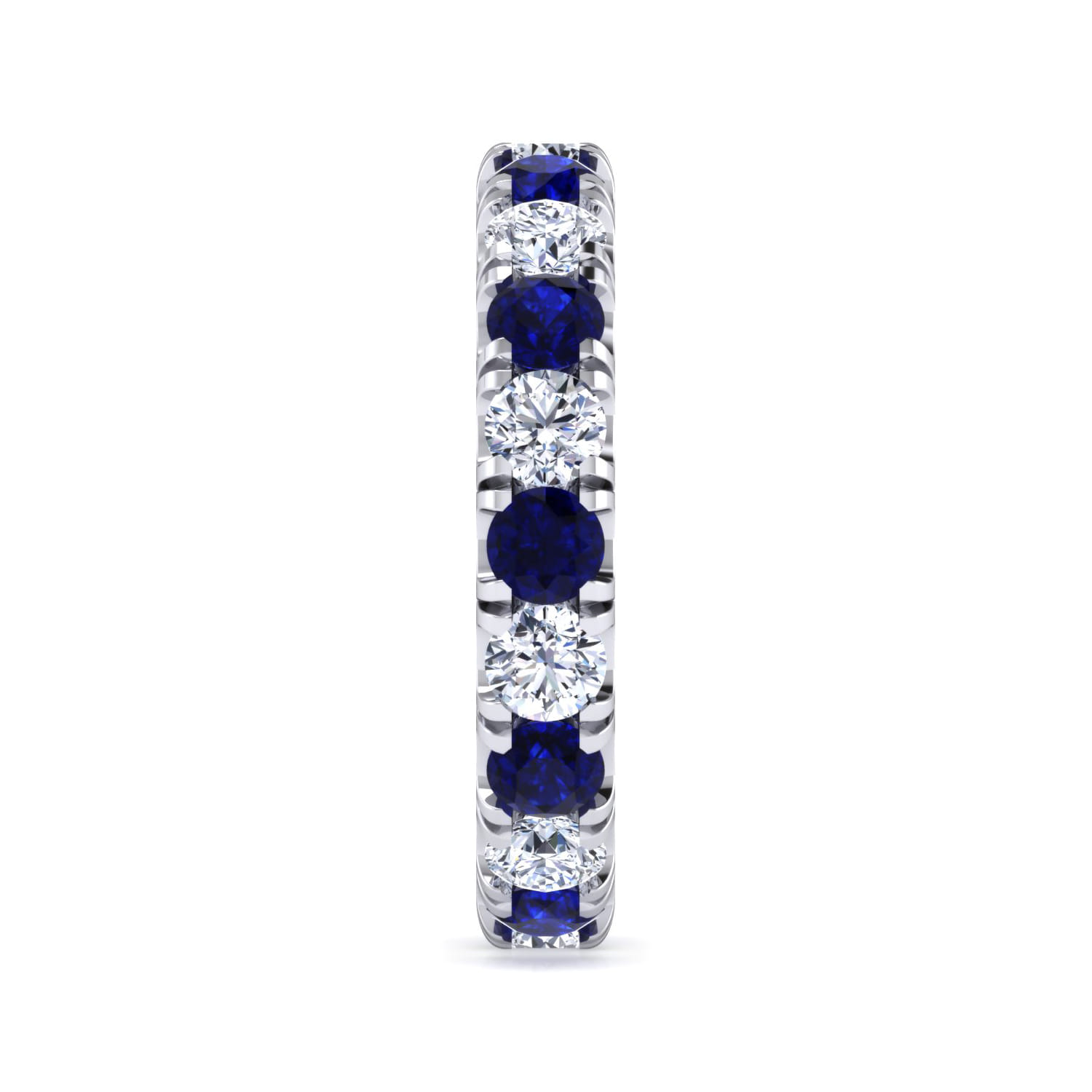 Eternity Band Wedding Ring in 14k White Gold with Round Sapphire at Gabriel & Co. - Shot 4