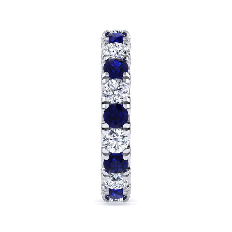 Eternity Band Wedding Ring in 14k White Gold with Round Sapphire at Gabriel & Co. - Shot 4