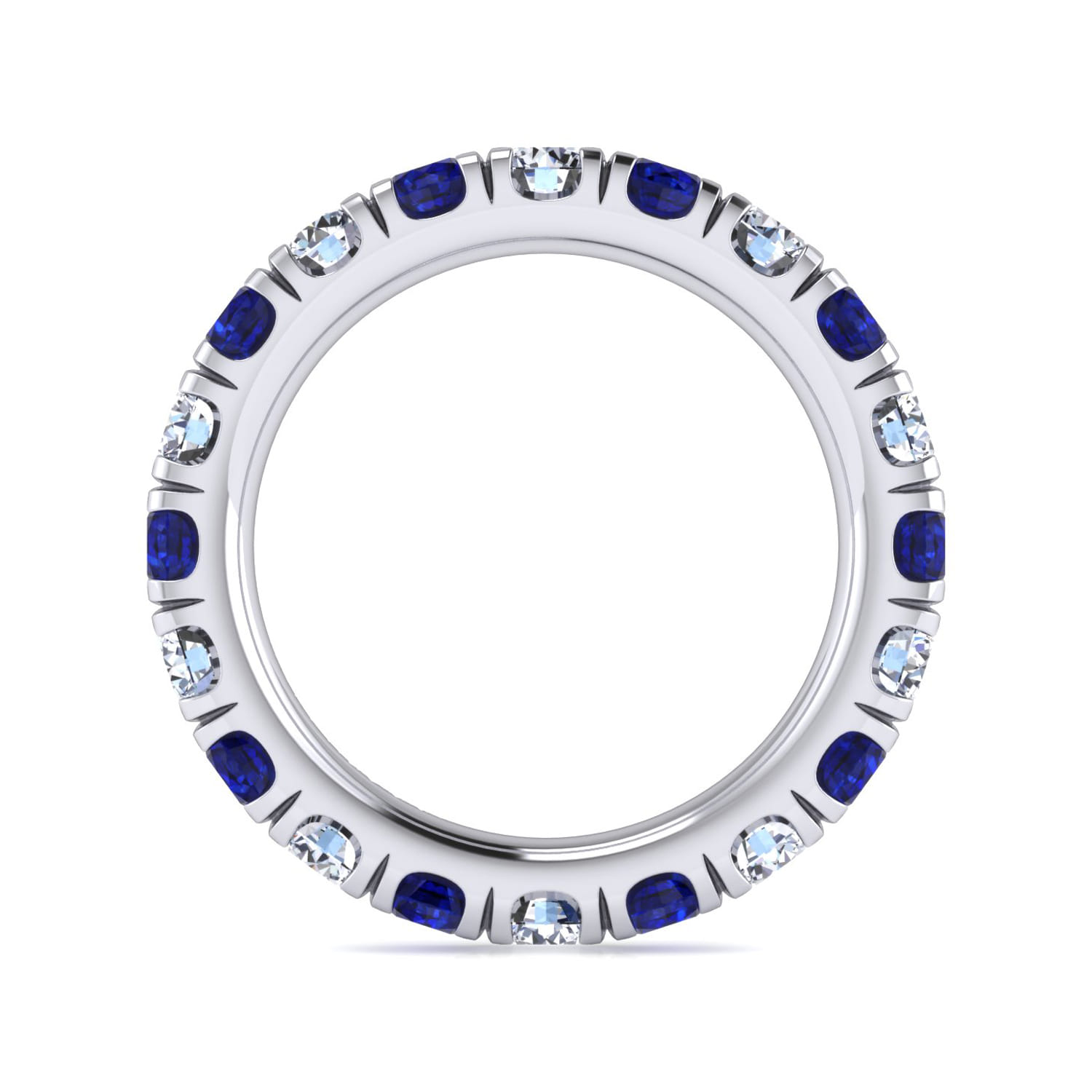 Eternity Band Wedding Ring in 14k White Gold with Round Sapphire at Gabriel & Co. - Shot 2