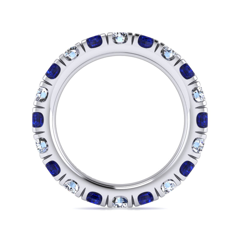 Eternity Band Wedding Ring in 14k White Gold with Round Sapphire at Gabriel & Co. - Shot 2