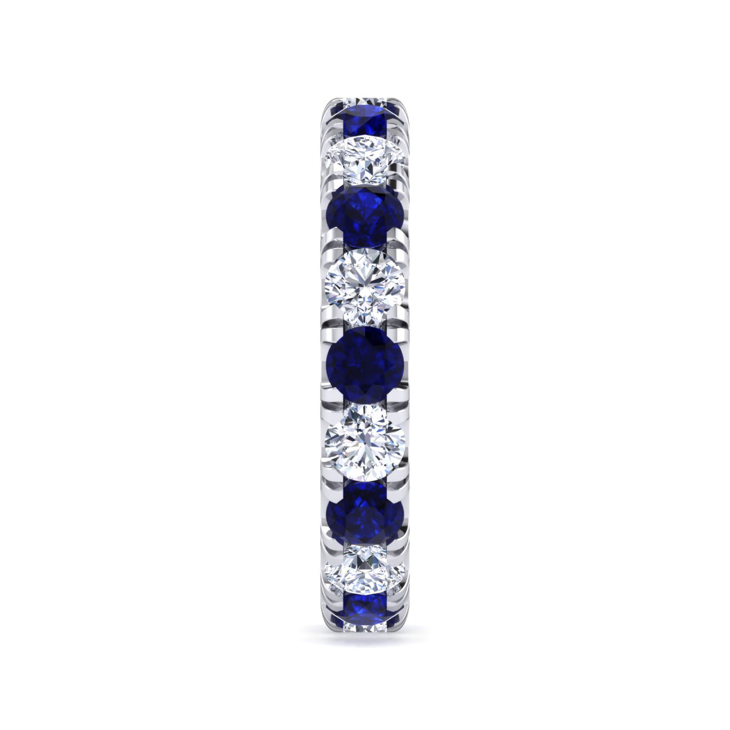 Eternity Band Wedding Ring in 14k White Gold with Round Sapphire at Gabriel & Co. - Shot 4
