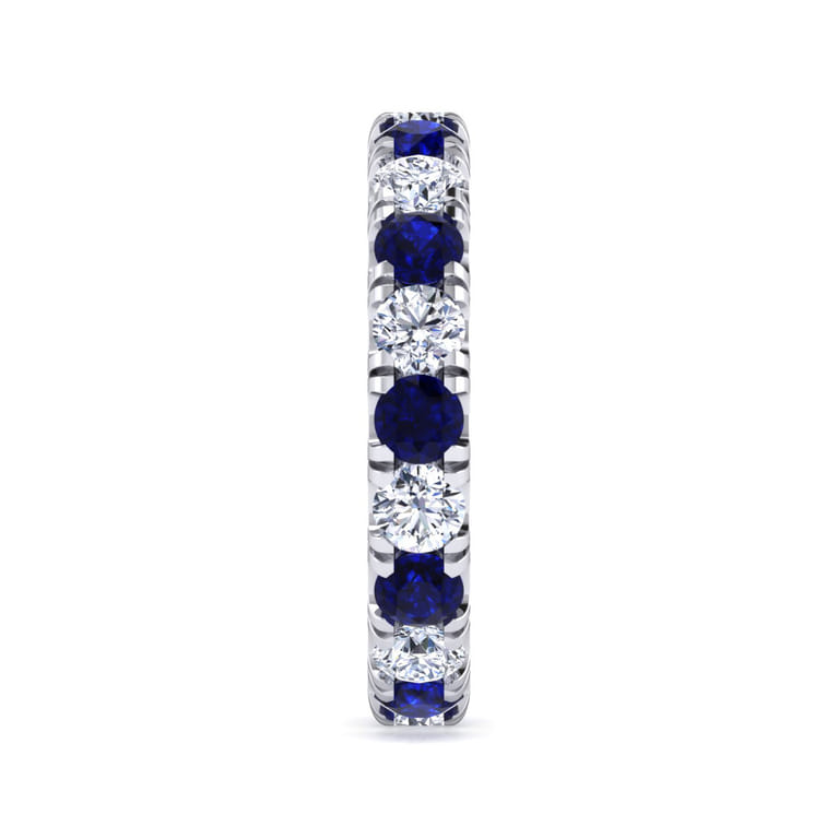Eternity Band Wedding Ring in 14k White Gold with Round Sapphire at Gabriel & Co. - Shot 4