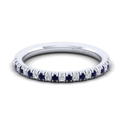 14K White Gold Sapphire and Diamond Anniversary Band