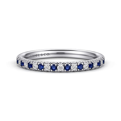 Bari - 14K White Gold Sapphire and Diamond Anniversary Band