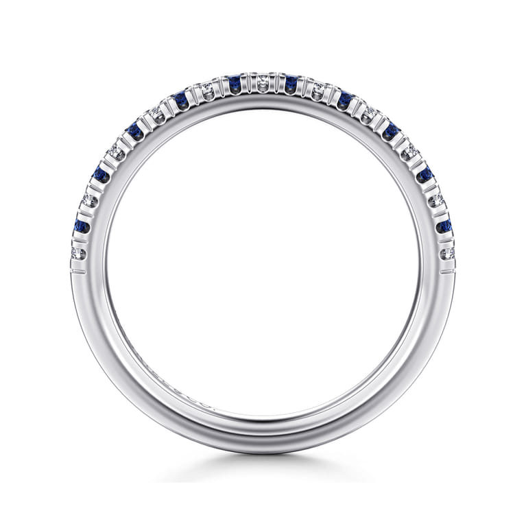Straight Wedding Ring in 14k White Gold with Round Sapphire at Gabriel & Co. - Shot 2