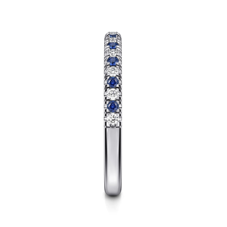 Straight Wedding Ring in 14k White Gold with Round Sapphire at Gabriel & Co. - Shot 4