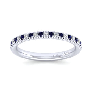 Bari - 14K White Gold Sapphire and Diamond Anniversary Band