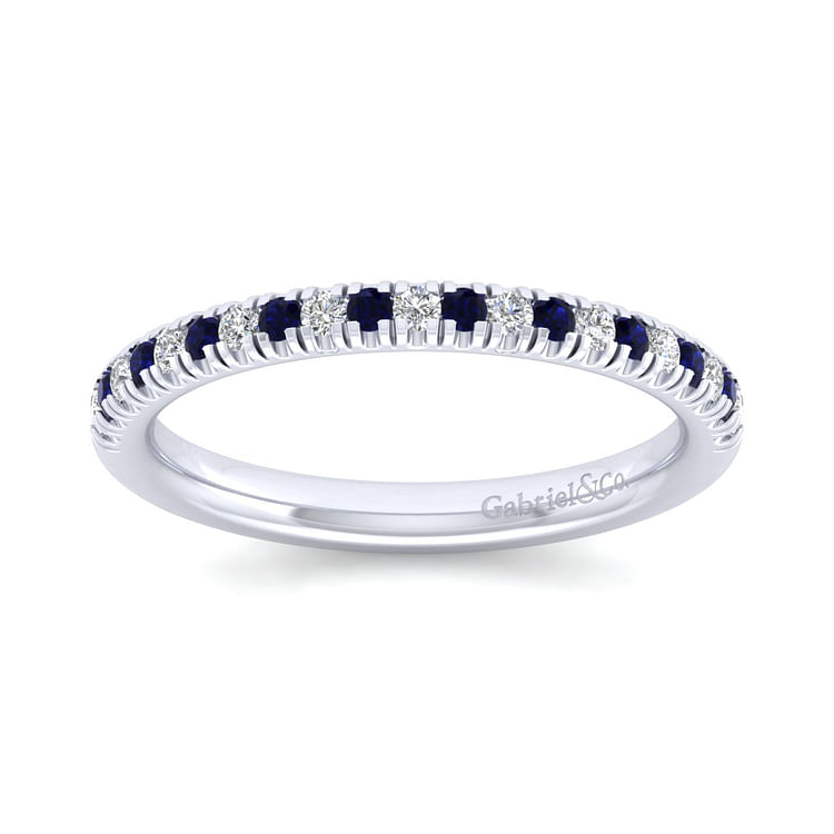 Bari - 14K White Gold Sapphire and Diamond Anniversary Band