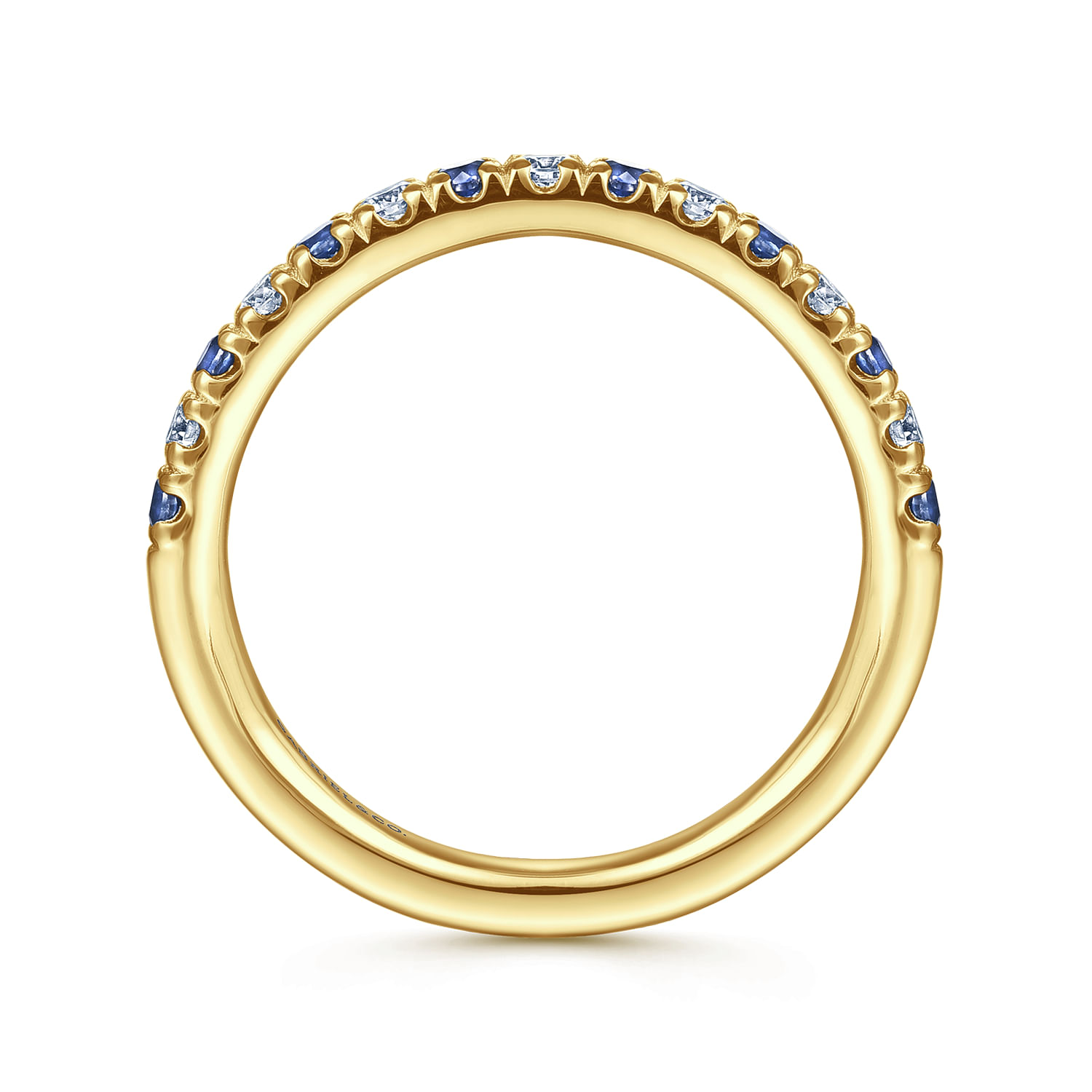 Bari - 14K Yellow Gold 15 Stone Diamond and Sapphire Anniversary Band
