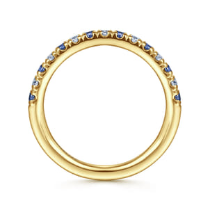 Bari - 14K Yellow Gold 15 Stone Diamond and Sapphire Anniversary Band