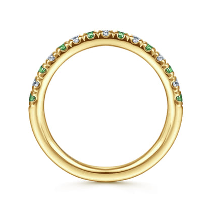 Bari - 14K Yellow Gold Diamond and Emerald Anniversary Band