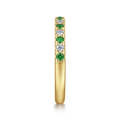 Bari - 14K Yellow Gold Diamond and Emerald Anniversary Band