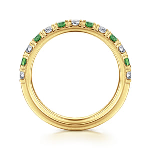 Bari - 14K Yellow Gold Diamond and Emerald Anniversary Band