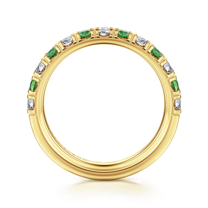 Bari - 14K Yellow Gold Diamond and Emerald Anniversary Band