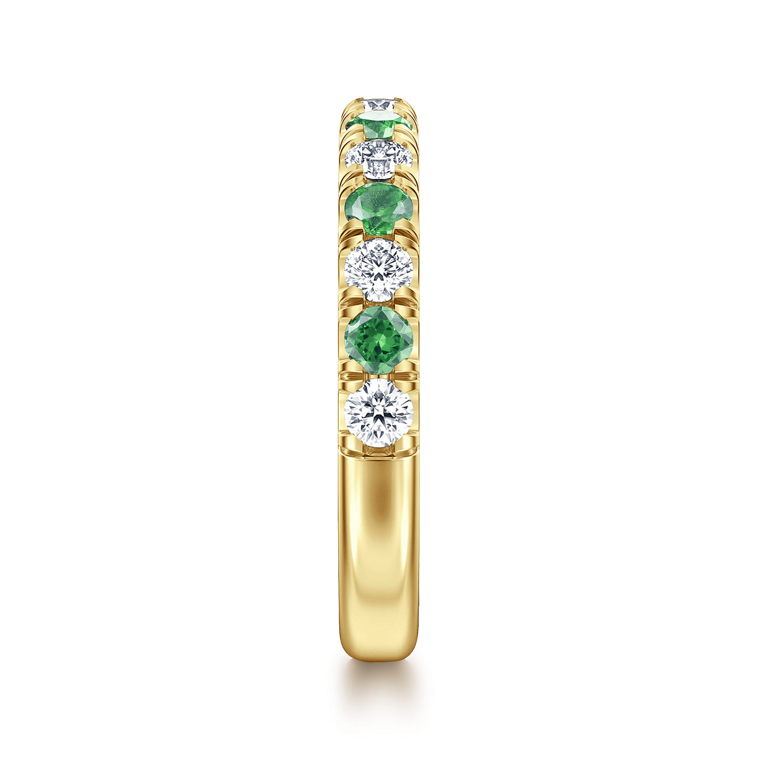 Straight Wedding Ring in 14k Yellow Gold with Round Sapphire at Gabriel & Co. - Shot 4