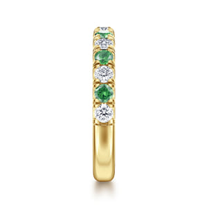 Bari - 14K Yellow Gold Diamond and Emerald Anniversary Band
