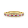 Straight Wedding Ring in 14k Yellow Gold with Round Ruby at Gabriel & Co.
