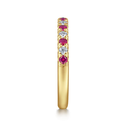 Bari - 14K Yellow Gold Diamond and Ruby Anniversary Band