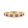 Straight Wedding Ring in 14k Yellow Gold with Round Sapphire at Gabriel & Co.