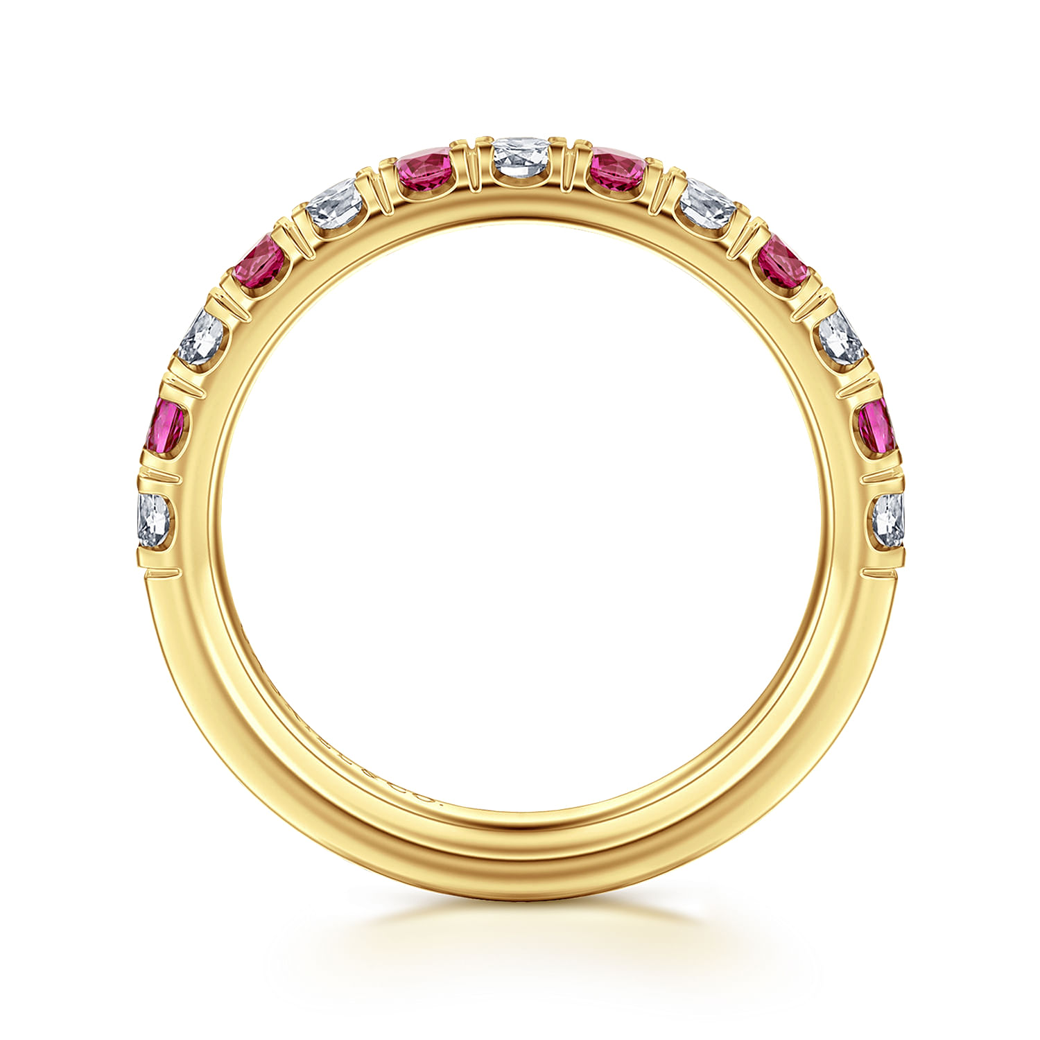 Bari - 14K Yellow Gold Diamond and Ruby Anniversary Band