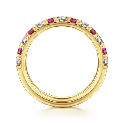 Bari - 14K Yellow Gold Diamond and Ruby Anniversary Band
