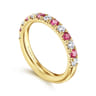 Straight Wedding Ring in 14k Yellow Gold with Round Sapphire at Gabriel & Co.