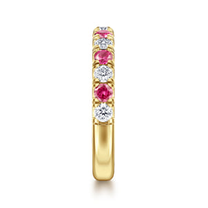 Bari - 14K Yellow Gold Diamond and Ruby Anniversary Band