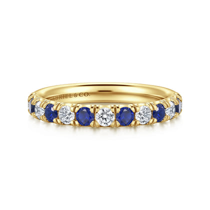 Bari - 14K Yellow Gold Diamond and Sapphire Anniversary Band