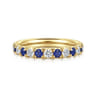 Straight Wedding Ring in 14k Yellow Gold with Round Sapphire at Gabriel & Co.