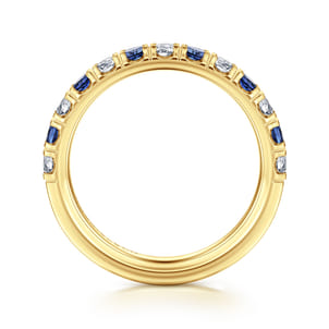 Bari - 14K Yellow Gold Diamond and Sapphire Anniversary Band