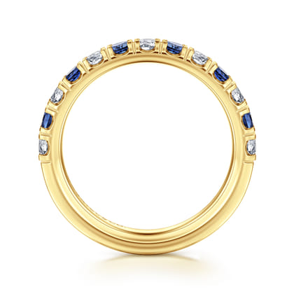 Bari - 14K Yellow Gold Diamond and Sapphire Anniversary Band