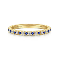Bari - 14K Yellow Gold Diamond and Sapphire Anniversary Band
