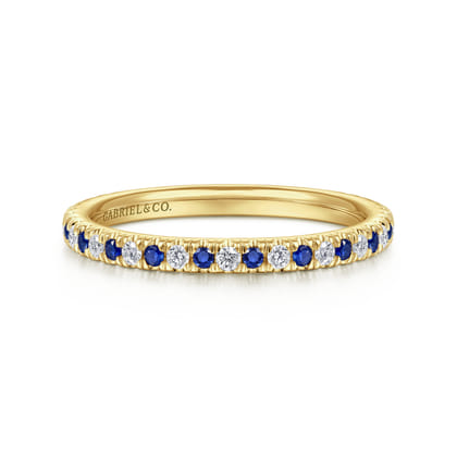 Bari - 14K Yellow Gold Diamond and Sapphire Anniversary Band