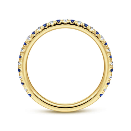 Bari - 14K Yellow Gold Diamond and Sapphire Anniversary Band