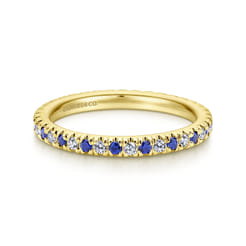 Bari - 14K Yellow Gold French Pave Sapphire and Diamond Eternity Band