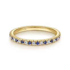 Bari - 14K Yellow Gold French Pave Sapphire and Diamond Eternity Band