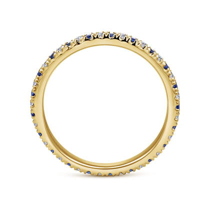 Bari - 14K Yellow Gold French Pave Sapphire and Diamond Eternity Band