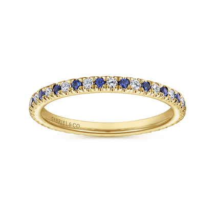 Bari - 14K Yellow Gold French Pave Sapphire and Diamond Eternity Band