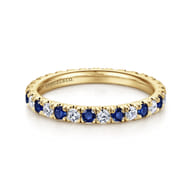 Bari - 14K Yellow Gold French Pave Sapphire and Diamond Eternity Band