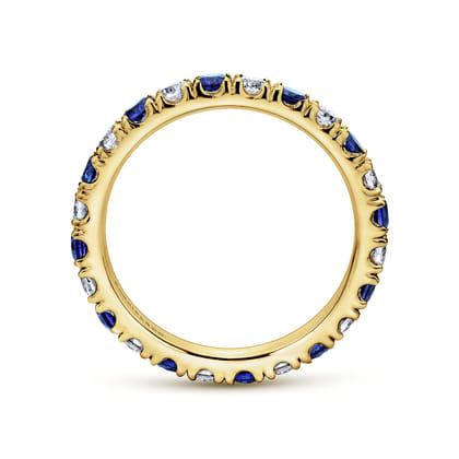 Bari - 14K Yellow Gold French Pave Sapphire and Diamond Eternity Band