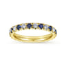 Eternity Band Wedding Ring in 14k Yellow Gold with Round Sapphire at Gabriel & Co.