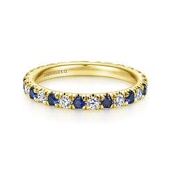 Bari - 14K Yellow Gold French Pave Sapphire and Diamond Eternity Ring