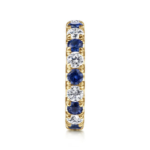 Bari - 14K Yellow Gold French Pave Set Sapphire and Diamond Eternity Band
