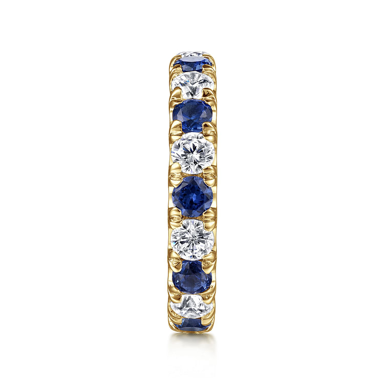 Bari - 14K Yellow Gold French Pave Set Sapphire and Diamond Eternity Band