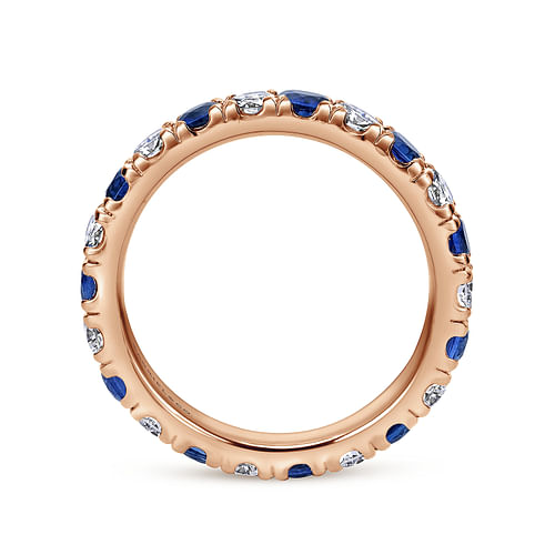 Bari - French Pave  Eternity Sapphire and Diamond Ring in 14K Rose Gold - 0.62 ct - Shot 2