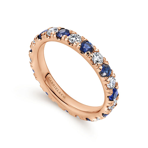 Bari - French Pave  Eternity Sapphire and Diamond Ring in 14K Rose Gold - 0.62 ct - Shot 3