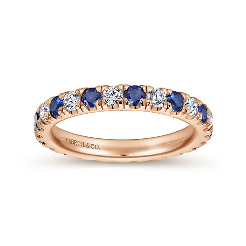 Bari - French Pave  Eternity Sapphire and Diamond Ring in 14K Rose Gold - 0.73 ct - Shot 4