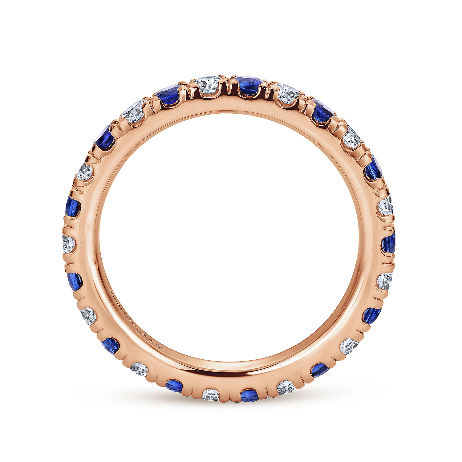 Bari - French Pave  Eternity Sapphire and Diamond Ring in 14K Rose Gold - 0.73 ct - Shot 2
